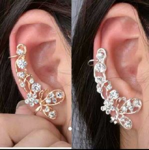 1 piece Silver retro butterfly flower ear cuff