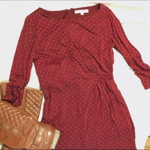 maroon long sleeve work dress