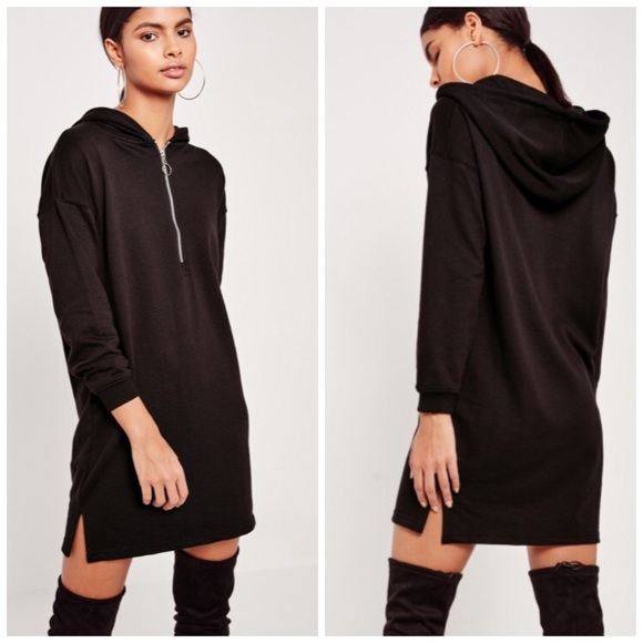 Zip Front Hooded Jumper Dress