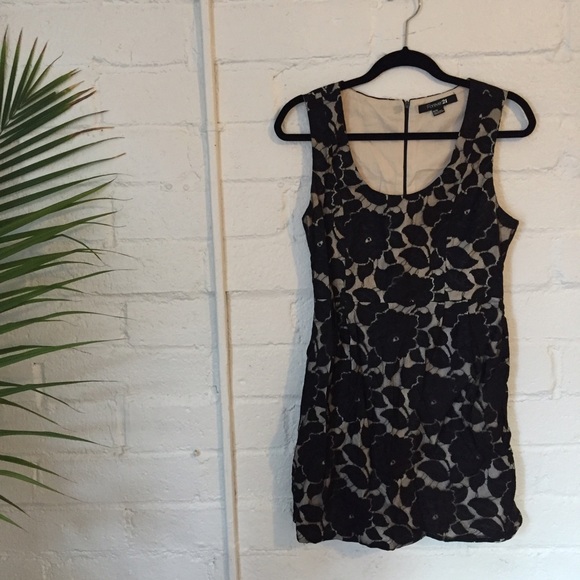 Black + Cream Lace Dress