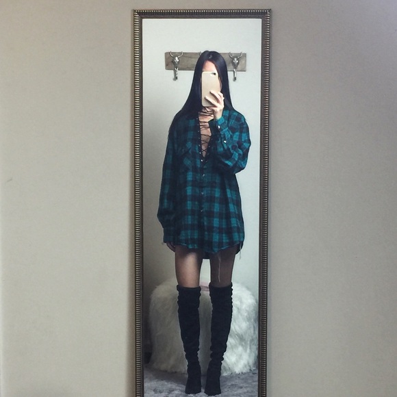 Three Wolves Tops - 🚫Sold🚫⚗️Custom Made Lace Up Flannel