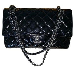 authentic chanel classic double flap patent bag