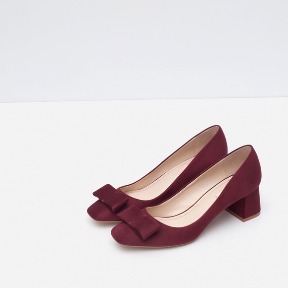 Zara Burgundy Bow Shoes