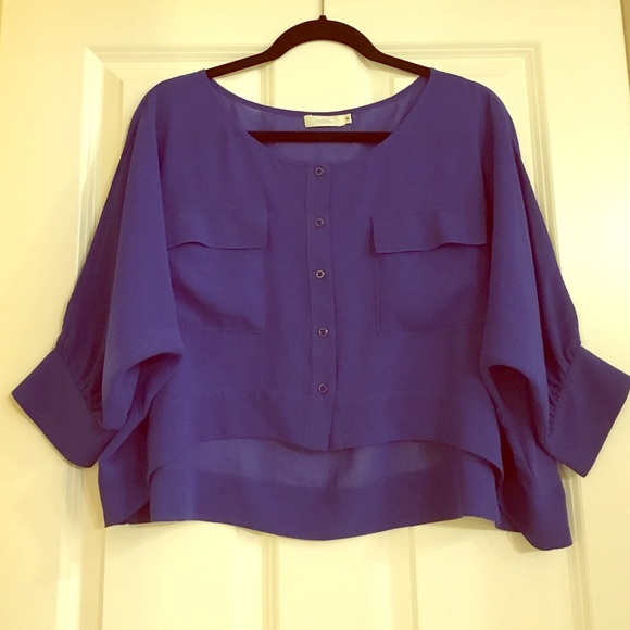 Millau royal blue cropped woven blouse