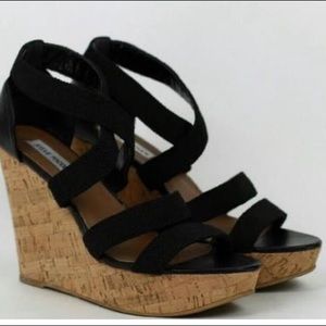 New black/cork Steve Madden wedges size 10.