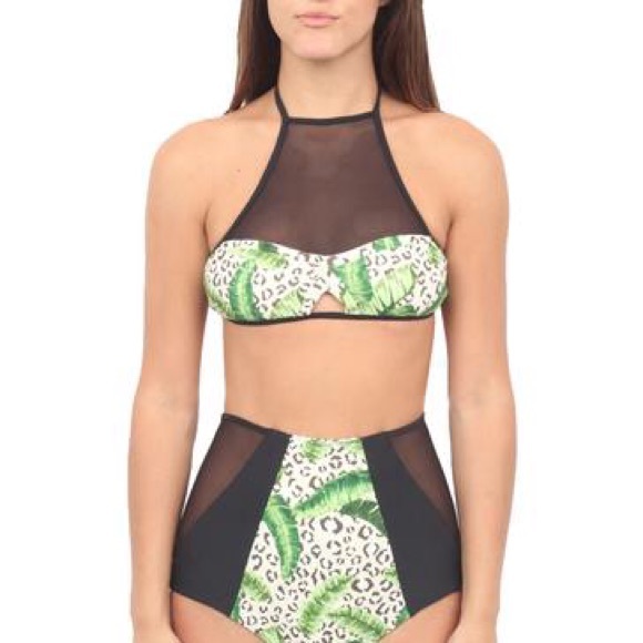 High neck mesh top.