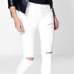 Heather High Waisted Ripped Skinny Jeans