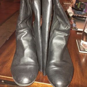 Black leather over the knee boots