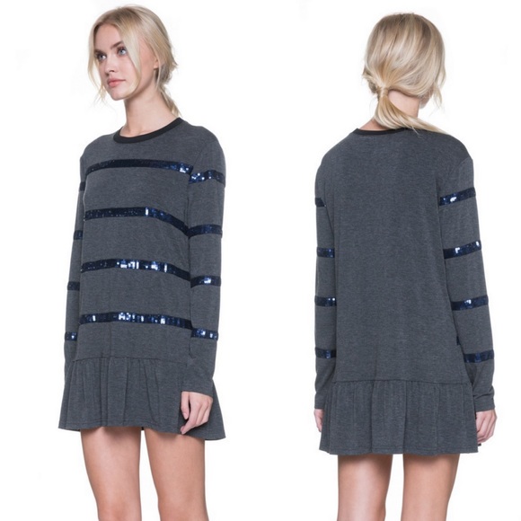 👉SMALL ONLY👈Long Sleeve Sequin Trim Tunic - Picture 2 of 4