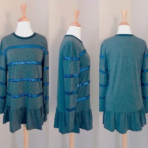 👉SMALL ONLY👈Long Sleeve Sequin Trim Tunic - Picture 3 of 4