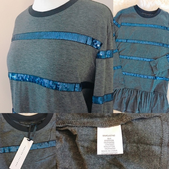 👉SMALL ONLY👈Long Sleeve Sequin Trim Tunic - Picture 4 of 4