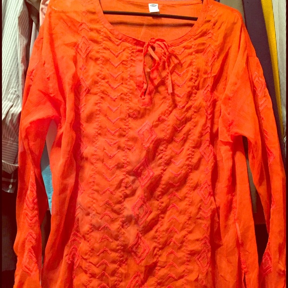 Orange Sheer Top - Picture 1 of 2