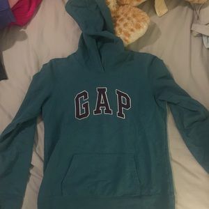 GAP stretch green hoodie w/ purple lettering