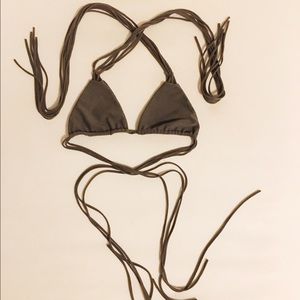 Grayish olive strappy triangle bikini top / Mikoh