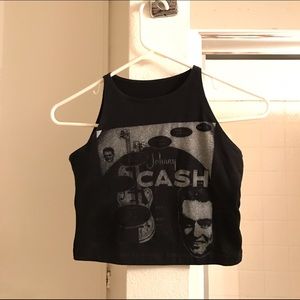 Vintage Johnny Cash Halter Crop Top