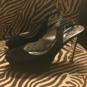 Guess Marciano black suede stiletto pumps size 10.