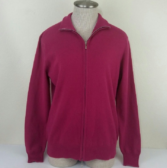 Dark Pink 100% Scottish Cashmere Cardigan Sweater - Picture 1 of 4