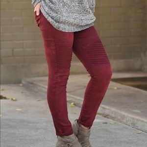 Burgundy Moto Jeggings