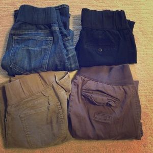 Four pairs of Gap size six maternity pants