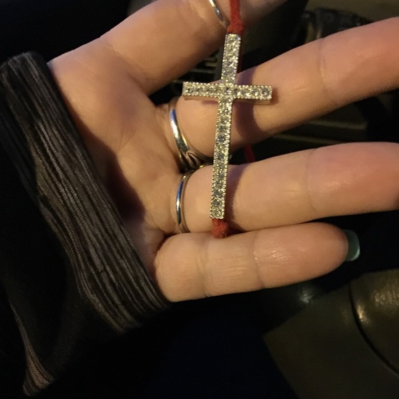Red leather side ways cross bracelet PRICE DROP
