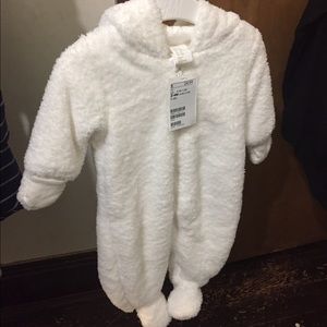 White H&M snow baby one piece jacket
