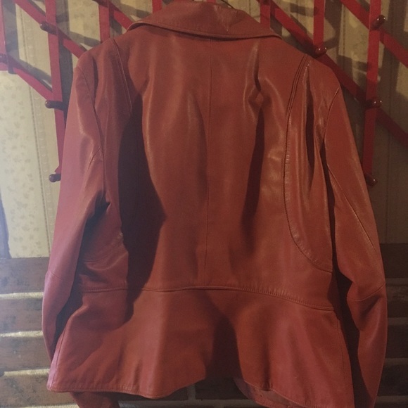 Nine West Orange Leather Jacket.
