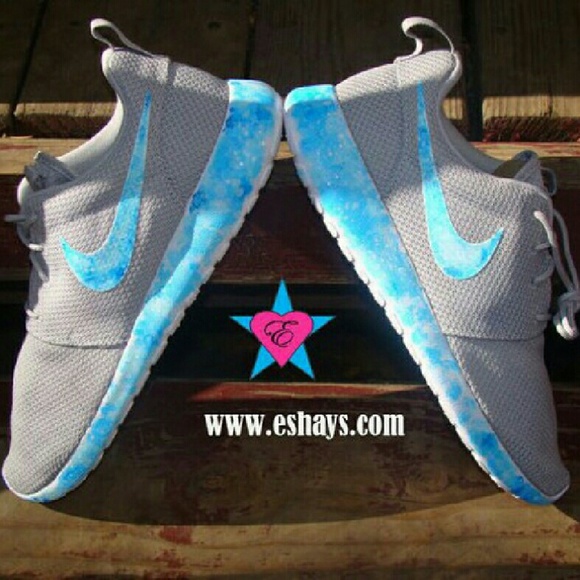 Custom Gray Nike Roshe Run Sky Tie Dye Gray Paint