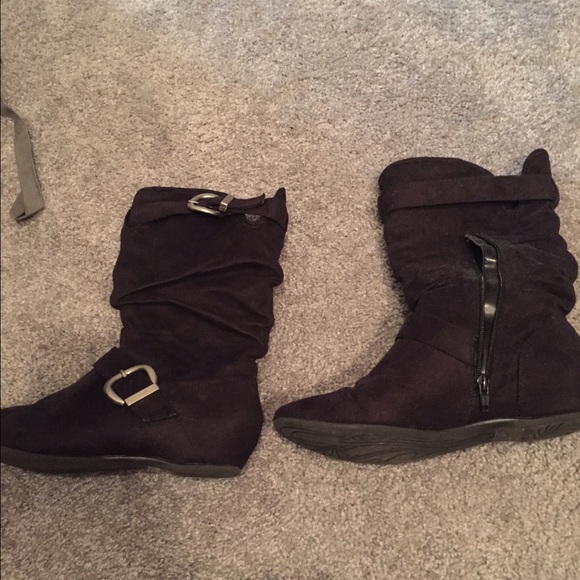 Flat mid calf height boots