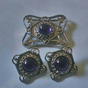 Avon Sterling Silver Brooch and Earrings