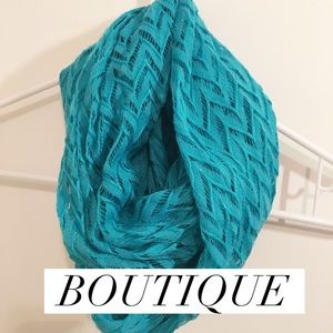 Teal blue chevron lace infinity scarf