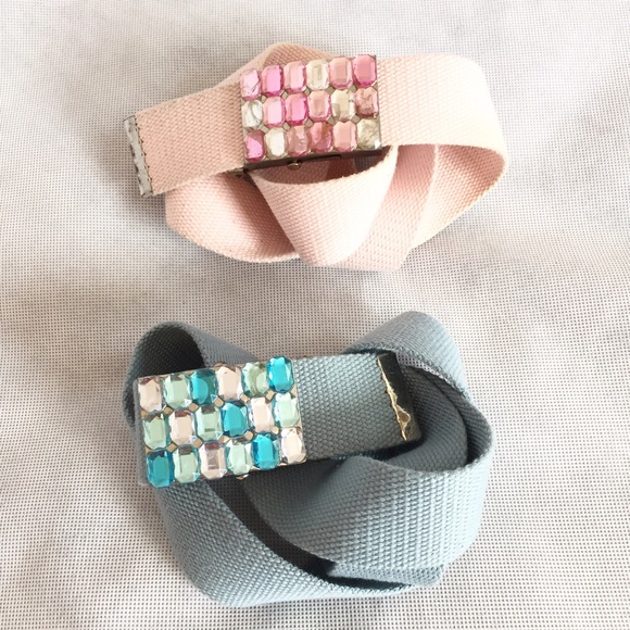 H&M 2 Belts with Rhinestone & Cotton Webbing