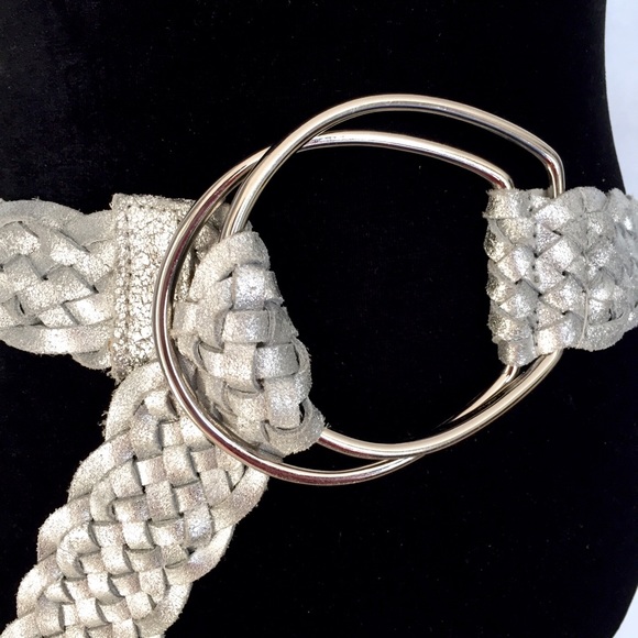 Silver Leather Double O-ring Belt