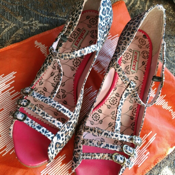 Colcci Pink Leopard Print Italian Low Heel Size 7 - Picture 4 of 8