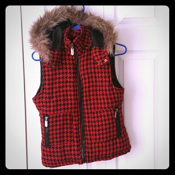 Jackets & Blazers - Red Houndstooth Vest