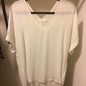 Chiffon white v neck shirt
