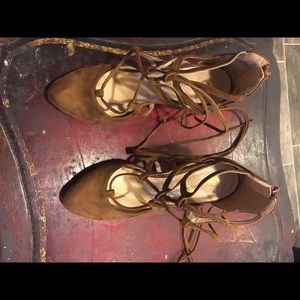 Lace up chunky heels