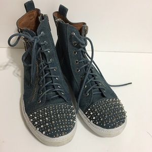 Jeffrey Campbell denim studded booties