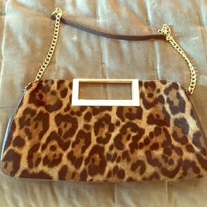 Michael Kors Cheetah Clutch Gold Hardware