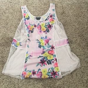 City Chic Floral & Lace Tank Top