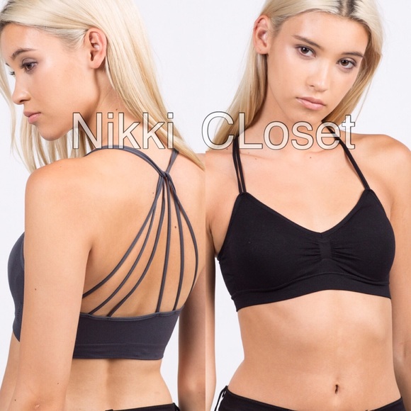 black padded bralette bra criss cross back sold - Picture 3 of 3