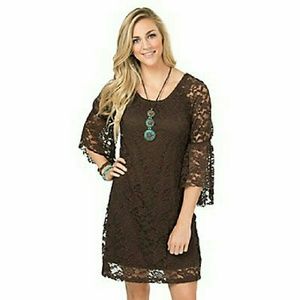 Brown Lace Women's Plus Size  Dress