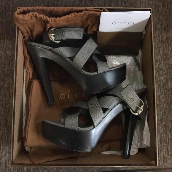 AUTHENTIC GUCCI Strap Platform Bamboo Heels