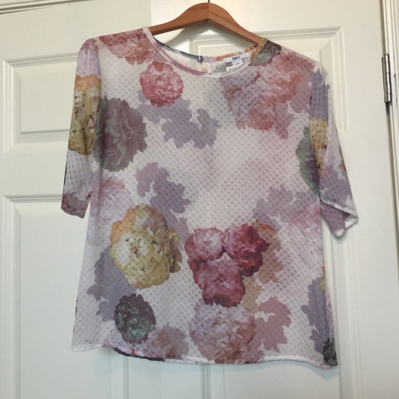 Bar III Floral Sheer Top Size Small