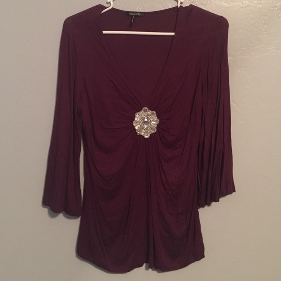 Daisy Fuentes top. Eggplant rhinestone top.
