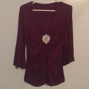 Daisy Fuentes top. Eggplant rhinestone top.