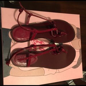 Burberry deep red chain link sandal