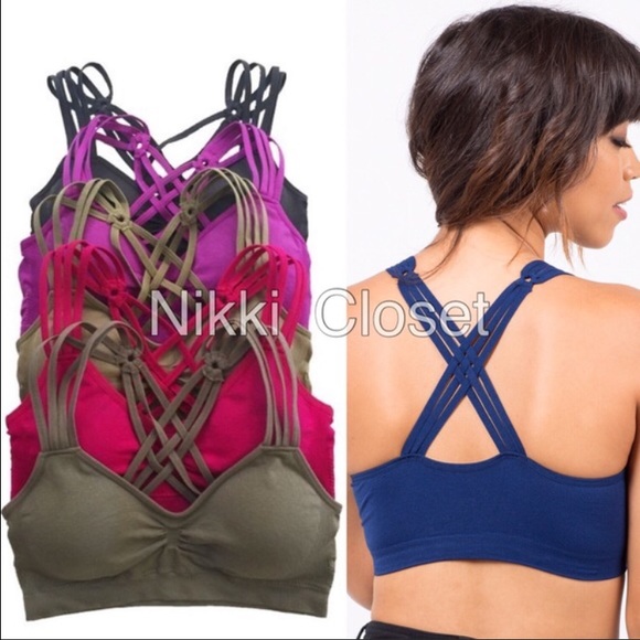 Boutique Other - Black padded bralette bra criss cross back sold