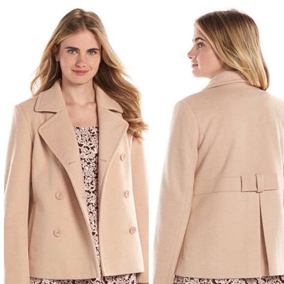 LAUREN CONRAD BLUSH PINK BOW BACK WINTER PEACOAT - Picture 3 of 3