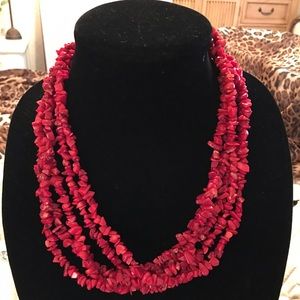 Red coral 5 strand necklace