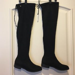 Guess Black Suede Over The Knee Boots